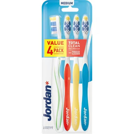 Jordan Total Clean Medium Toothbrush 4-pak
