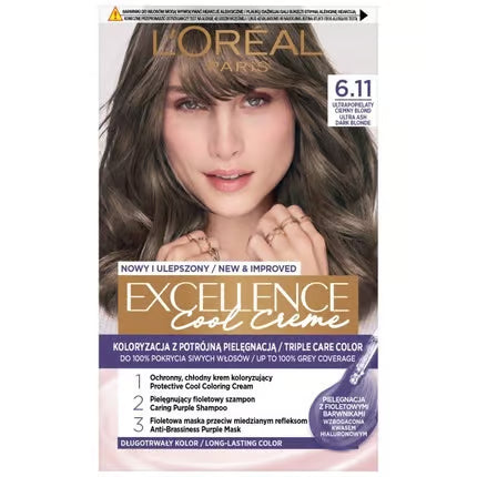 Loreal Excellence Creme Hair Color 611 Ultra Ash Dark Blonde