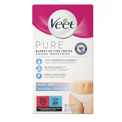 Veet Cold Wax Strips Bikini Hypoallergenic Gentle Hair Removal F