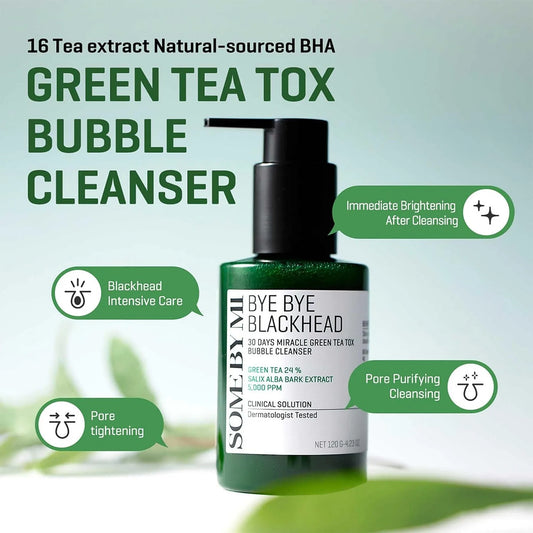 Some By Mi Bye Bye Blackhead 30 Days Miracle Green Tea Tox Bubble Cleanser